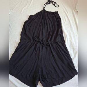 Old Navy Black Halter-Neck Romper with Elastic Waist Size L